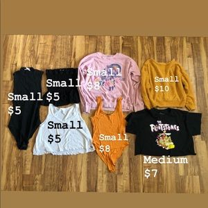 Shirts, sweaters, body suits